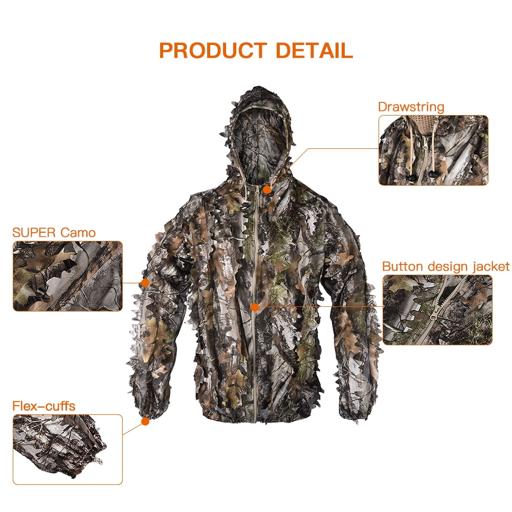 Kylebooker 3D Bionic Maple Leaf Ghillie Suit Camouflage Clothing Used for Hunting,Size S