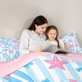 thumbnail image 4 of Castle Fairy Preppy Striped Summer Beach Gear King Size Comforter Sets 3pcs,Surfboard Cocktail Starfish Tile Comforters King Size,Pink Sky,Pink Reversible,1 Comforter and 2 Pillowcases, 4 of 6
