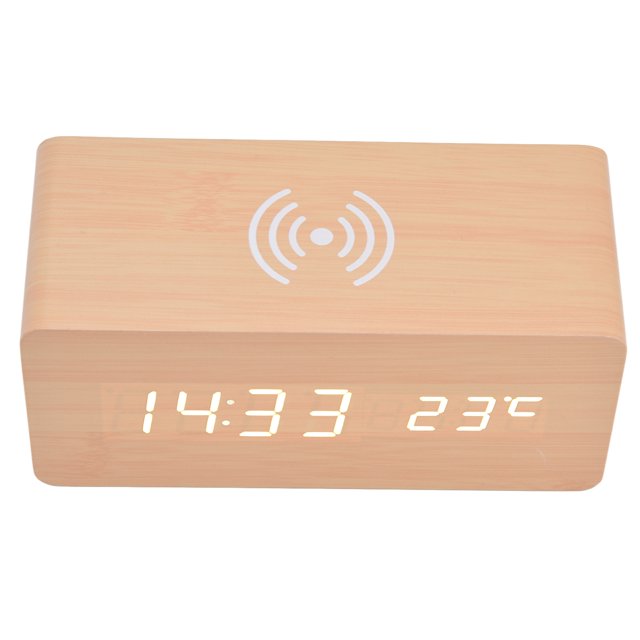 Reloj Despertador Digital, Carga Inalámbrica, Detección Automática De Temperatura, Reloj Electrónico LED Con 3 Configuraciones De Alarma, Para Oficina En Casa