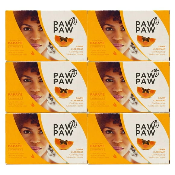E de B Paw Paw Jabón en barra clarificante para piel y cuerpo Papaye Papaya extraída con vitamina E 180 g./6.3 oz. (Paquete de 6)