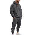 thumbnail image 3 of MLQIDK Men's Big and Tall Workout Gym 2 Piece Set Winter Track Suits Fleece Zip up Hoodie and Sweatpants Sport Sweatsuits Athletic Jogging Suit Lounge Outfit Navy 2XL, 3 of 6