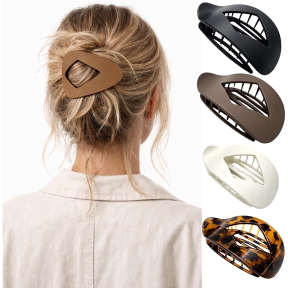 4-Pack Duckbill Hair Clips for Women, Solid Color Flat Claw Design, Casual Elegant Barrettes for Thick Thin and All Lengths Hair