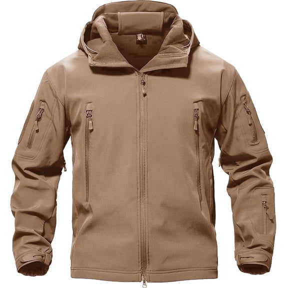 TACVASEN Men's Special Ops Outdoor Winter Soft Shell Jacket Coat Sand M