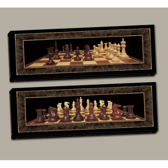 Check Mate! Classic Chess Game Canvas Set; Two 20x8 Hand-Stretched Canvases