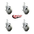 thumbnail image 2 of 4 Inch Gray Poly Wheel Swivel 7/8 Inch Square Stem Caster Set with Brake SCC, 2 of 2