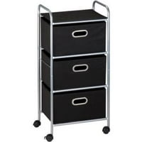 Honey Can Do Rolling Storage Cart with 3 Fabric Drawers, Black