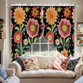 thumbnail image 2 of Spring Boho Swag Curtain Valance for Windows, Cartoon Pink Red Flower Colorful Dots Black Window Treatments Short Swag Topper for Kitchen Windows Bathroom Bedroom, 36"x63", 2 of 8