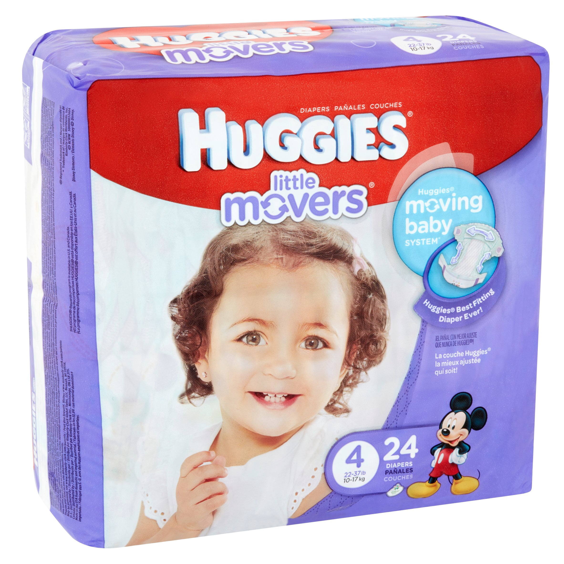 HUGGIES Little Movers Diapers, Size 4 (Choose Diaper Count)