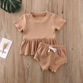 thumbnail image 2 of Baby Girls Summer Clothes Ruffle T Shirt Tops + Drawstring Shorts Outfit Set Cotton Clothing, 2 of 5
