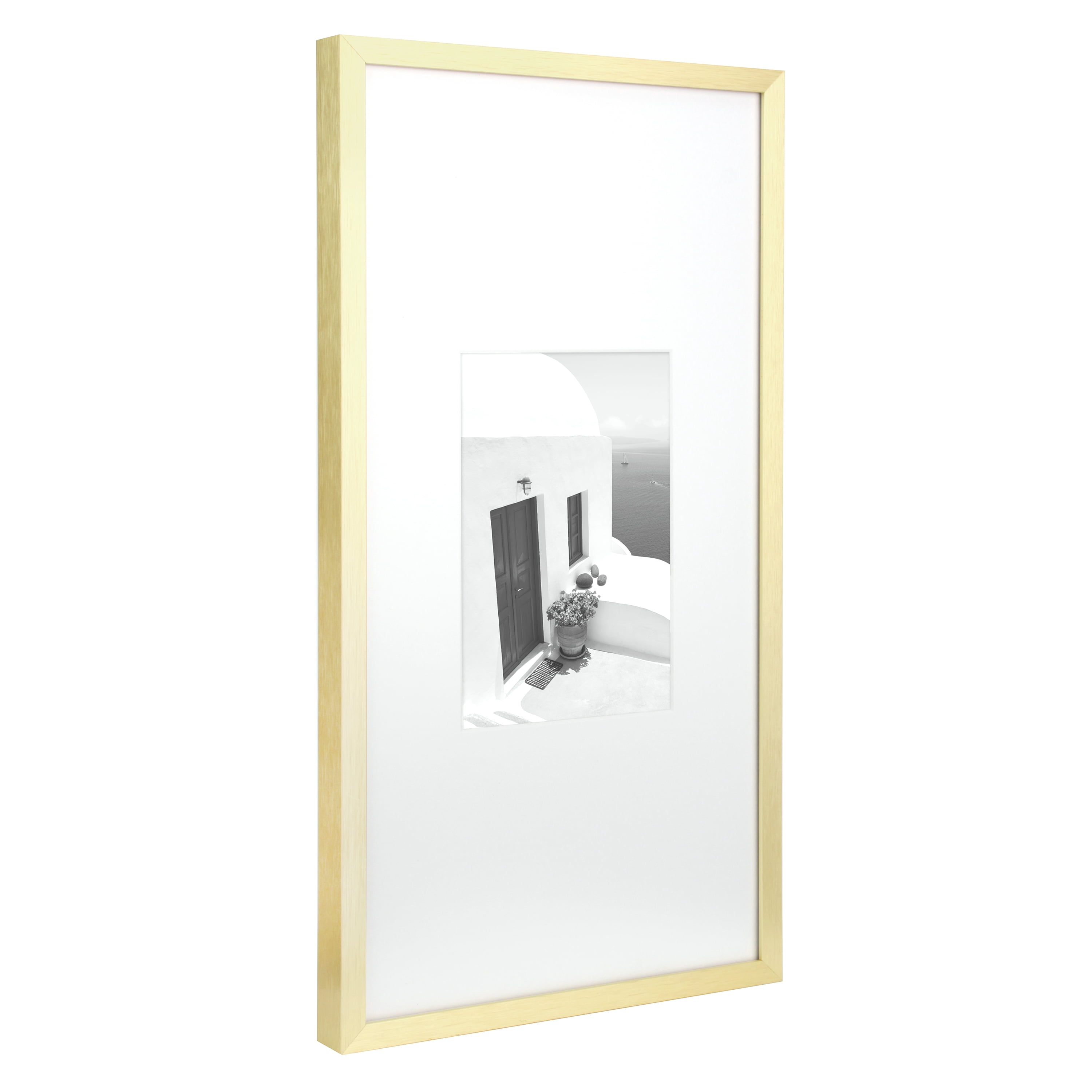 Better Homes & Gardens 7x14 Matted to 4x6 Metal Gallery Wall Picture Frame, Gold