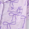 thumbnail image 6 of eczipvz Girls Pajamas Silk PJS Set Bow Satin Sleepwear Short Sleeve Jammies for Kids Button-Down Nightwear Purple XXL, 6 of 9
