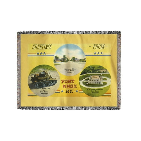 Fort Knox, Kentucky - Greetings From with Scenic Sites (60x80 Woven Chenille Yarn