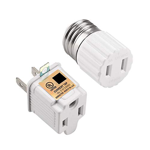 Cable Matters 2-Pack Light Socket Adapter with 2X AC Outlets in White 400022 Light Bulb Socket Outlet