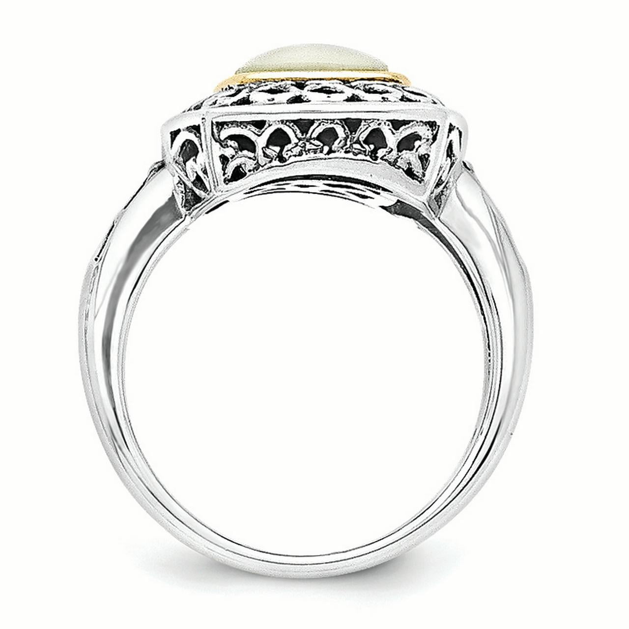 Shey Couture Sterling Silver with 14k Antiqued MOP Ring Size 8 Shey Couture Sterling Silver with 14k Antiqued MOP Ring Size 8