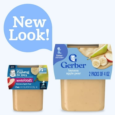 Gerber Stage 2 Baby Food, Banana Apple Pear Puree Tub, Baby Puree, 2PK 8 oz