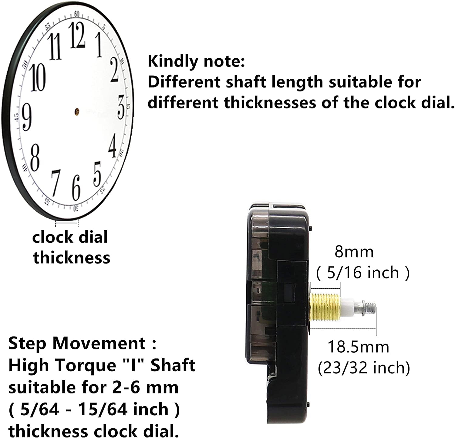 JJEAN-12888 Quartz DIY Wall Clock Movement Mechanism Battery Operated DIY Repair Parts Replacement with 4 Sets Hands Total Shaft Length 23/32 inch .\u2026