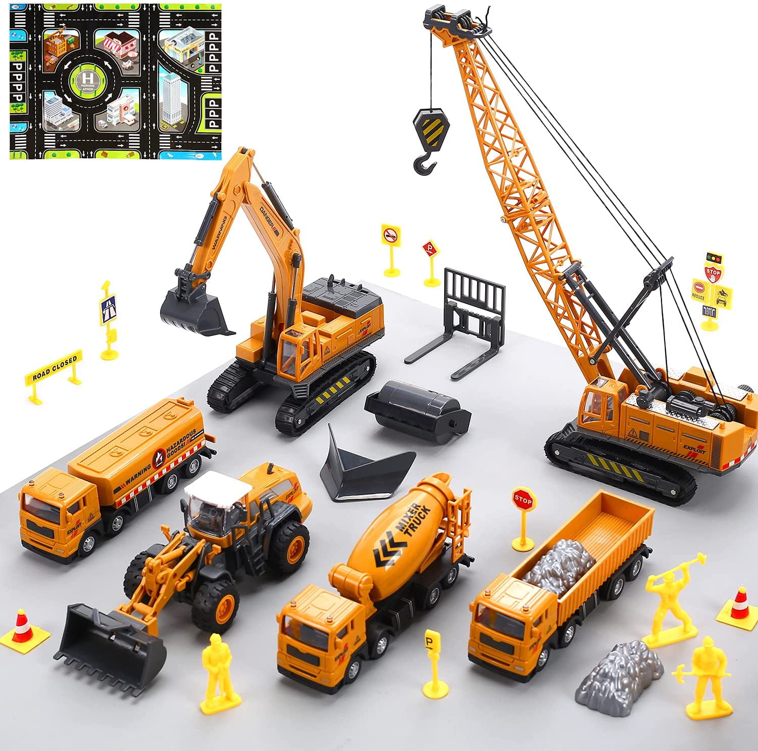 Construction Site Toy Kids Play set  Building Crane Backpack Foldable 