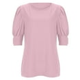 thumbnail image 4 of XIAOCHA Women's Puff Sleeve Round Neck T-Shirt for Everyday Casual Wear and Comfortable Commuting Outfits, 4 of 4