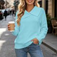 thumbnail image 6 of Yertdoel Women's Sweaters Solid Asymmetric Lapel Long Sleeve Knit Sweater Daily Stylish Casual Cozy Warm Pullover Tops, 6 of 6