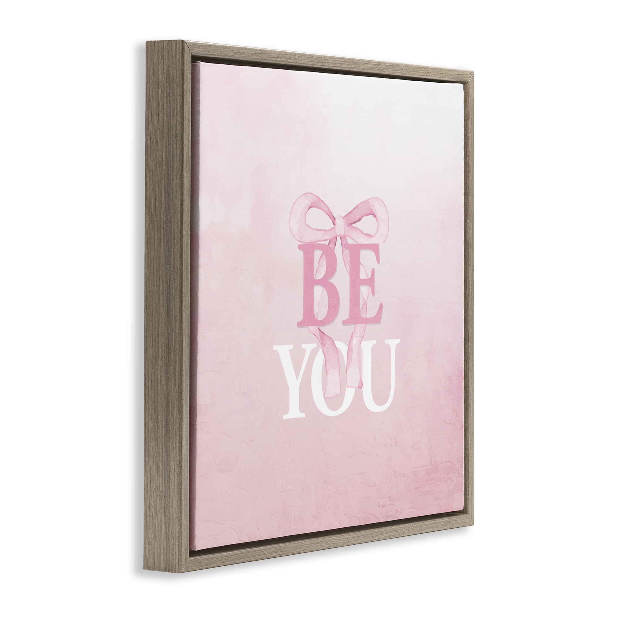 Feminine Be You Pastel Brown Framed Floater Canvas Wall Art, design by Kim Allen
