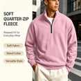 thumbnail image 6 of Domuza Mens Quarter Zip Lapel Collar Pullover Casual Lightweight Fleece Solid Color Comfort Soft Sweatshirt, 6 of 7