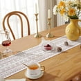 thumbnail image 3 of Hotian Macrame Knit Fall Table Runner with Tassel for Kitchen Dining Home Decor White 102"x9.5", 3 of 5