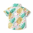 thumbnail image 4 of Odeerbi Toddler Boys Hawaiian Shirt Kids Summer Beach Dinosaur Shirt Middle Boys Short Sleeve Printed Cotton Top Yellow 18-24 Months, 4 of 7