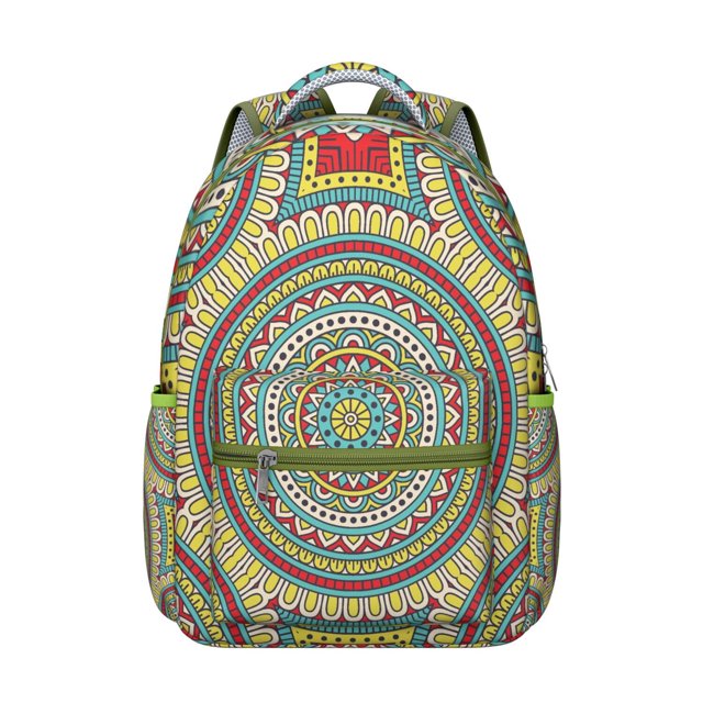 Mandala Students Backpack for School Multifunctional Students’s Backpack with Bohemian Ethnic and Psychedelic Trippy Mandala Patterns