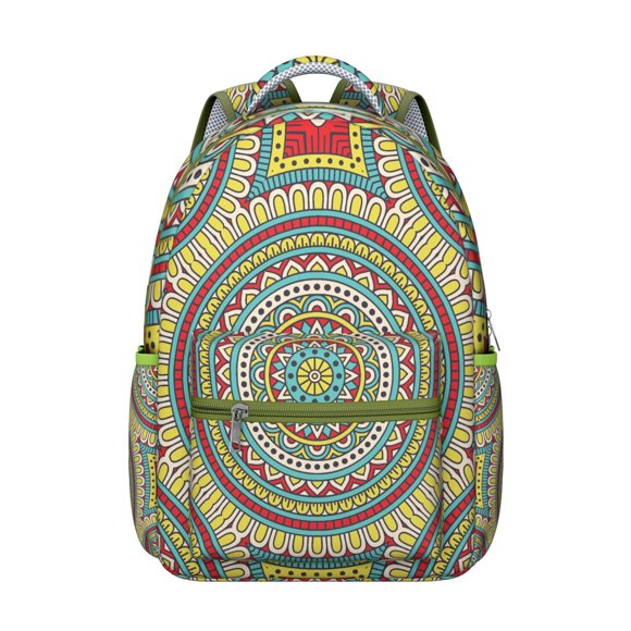 Sac à Dos Mandala pour Étudiants Multifonctionnel avec Motifs Mandala Ethniques et Psychédéliques Bohèmes