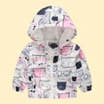 thumbnail image 2 of Odeerbi Kids Trendy Jacket Boys Girls Cute Cartoon Flowers Car Pattern Windproof Jacket Hooded Coat Pink, 2 of 4
