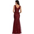 thumbnail image 2 of Sleeveless Double V-Neck Long Mermaid Sequin Formal Evening Dresses, 2 of 5