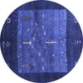 thumbnail image 1 of Ahgly Company Indoor Round Abstract Blue Contemporary Area Rugs, 3' Round, 1 of 4