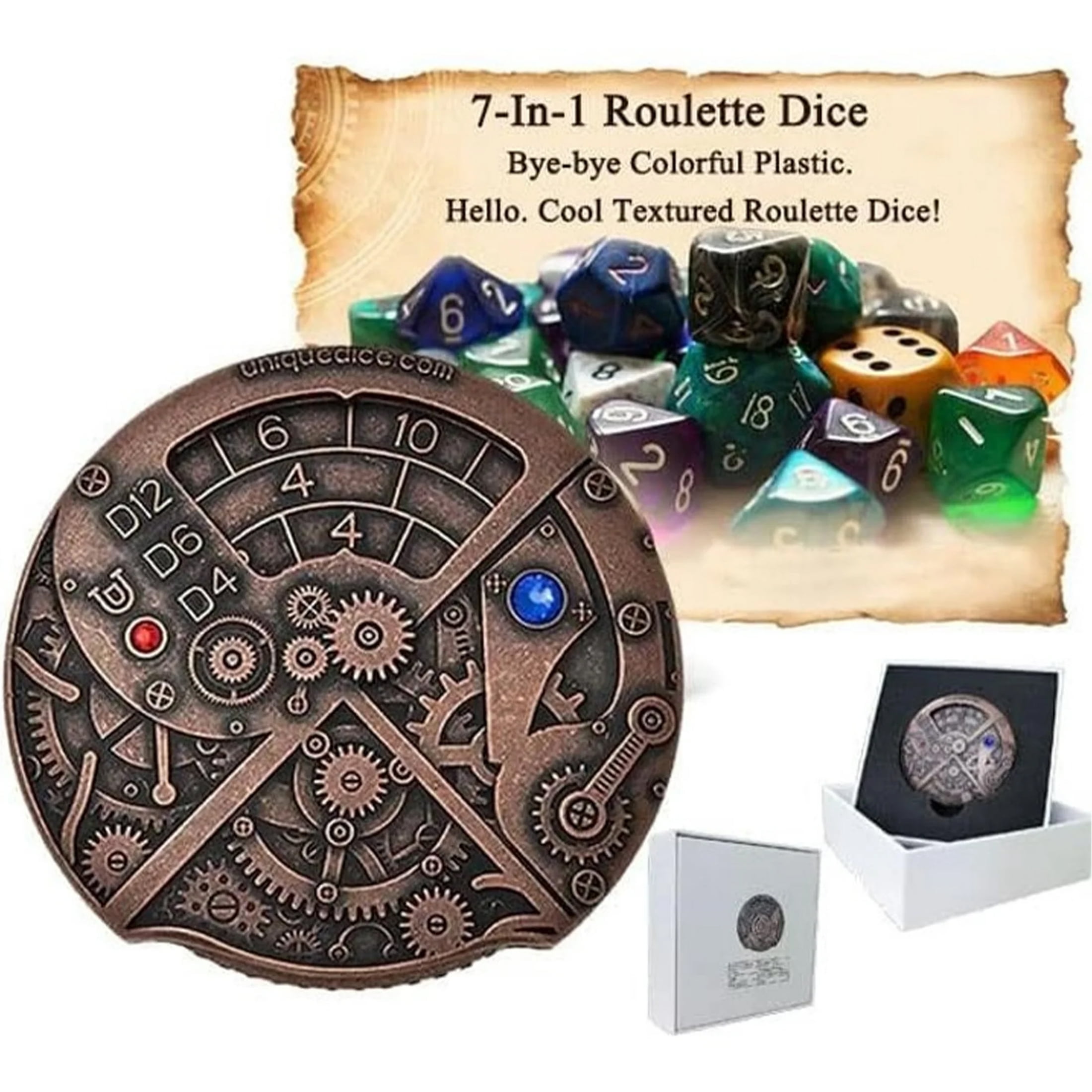 Skull Bone Metal Polyhedral Dice Set for DND D&D RPG Table Games
