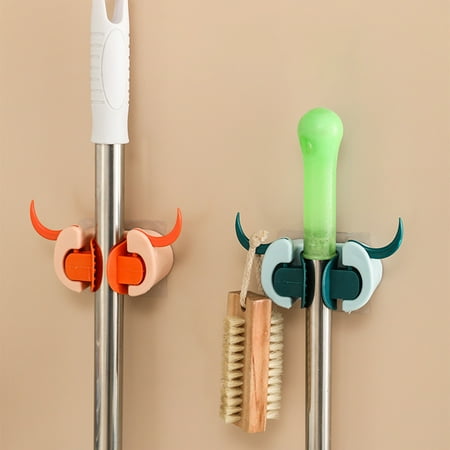 

SEAFEI Horn Design Mop Rack Stable ABS Laundry Room Mop Holder Hook for Balcony