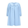 thumbnail image 3 of VBTAPA Women's Babydoll Mini Dress Puff Sleeve Plaid Dresses Cute Doll Collar Summer Dresses Loose Comfy Casual Beach Dress Lightning Sales Light Blue M, 3 of 6