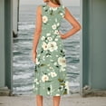 thumbnail image 3 of bbyeadc Spring Midi Dresses for Women 2025 Vintage Sleeveless Crewneck Mid-Length Dresses with Side Pocket Casual Loose Fit A Line Dress Beach Floral Print Sundresses, Light Green 3XL, 3 of 5