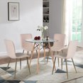 thumbnail image 3 of Sillas de Comedor Beige HOMEMAKE FURNITURE 4 Piezas Patas Doradas de Metal Escandinavo Minimalista, 3 of 6