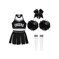 thumbnail image 3 of ZDHoor Girls 2Pcs Cheers Outfit Cheer Leading Set Crop Top with Skirt Dancewear W&Black-F 12, 3 of 5