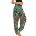 thumbnail image 4 of SWSMCLT Women's Boho Harem Yoga Pants Indian Smocked Waist Baggy Bohemian Buddha Gypsy Balloon Pocket Thai Hippie Beach Print Bloomers LoungeTrousers A-Patterned12 Small-Large, 4 of 5
