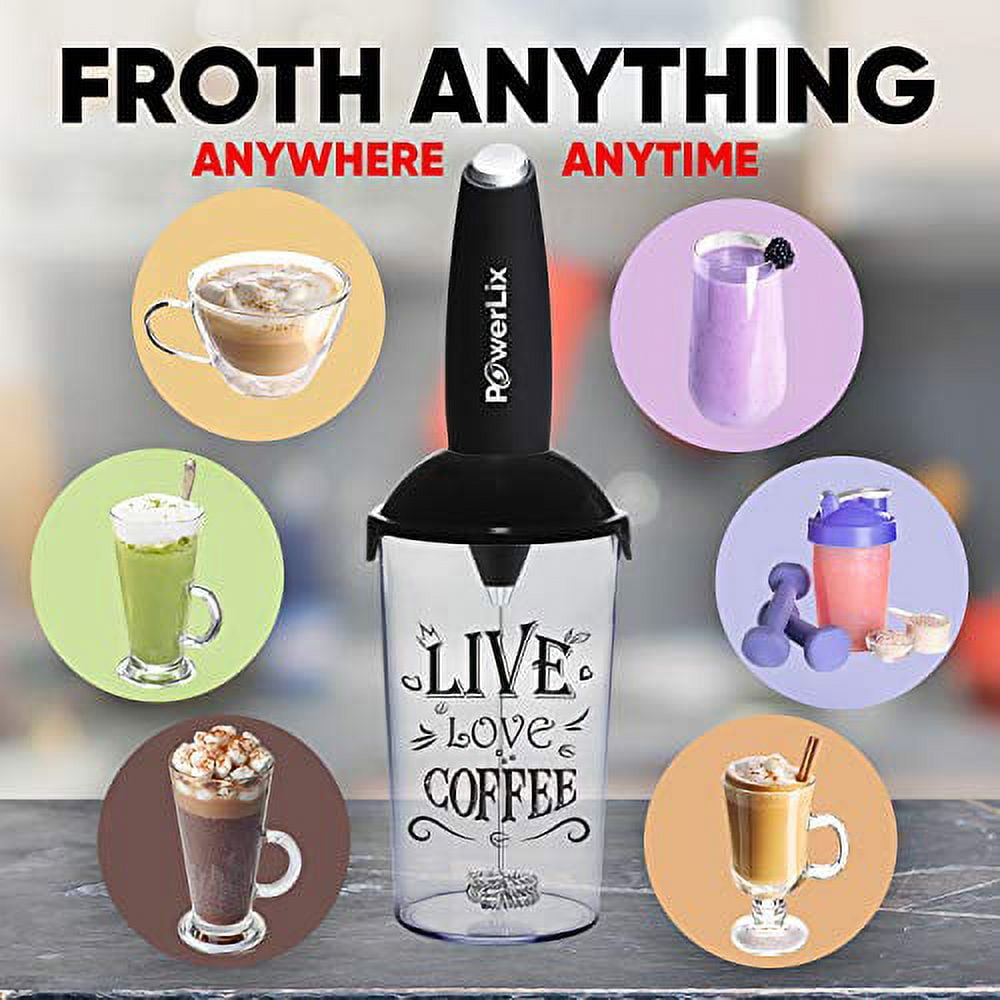 Home Branding TT - PowerLix Milk Frother Handheld Battery Operated Electric  Foam Maker For Coffee, Latte, Cappuccino, Hot Chocolate, Durable Drink  Mixer With Stainless Steel Whisk, Stainless Steel Stand Must pre order.