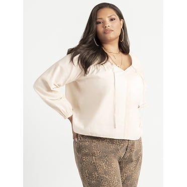 Jessica Simpson Women's Plus Bernice Embroidered Cotton Peasant Blouse, Sizes 0X-4X