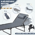 thumbnail image 2 of MRUAKA Outdoor Folding Chaise Lounge Chair , Heavy-Duty Portable Sun Lounger with 4 Adjustable Positions & Removable Pillow,  Patio Beach Chair for Backyard, Poolside, Camping, Light Grey, 2 of 9