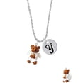 thumbnail image 2 of Delight Jewelry Resin Angel Bear Silvertone Script Initial Disc - Y - Charm Necklace, 20"+3", 2 of 4