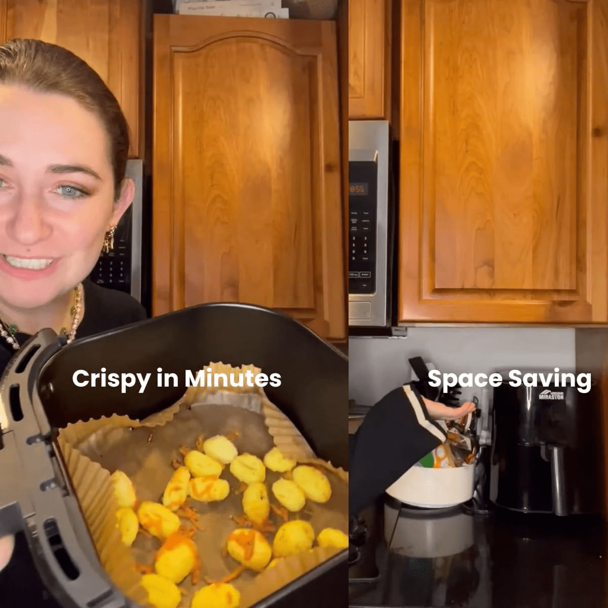 Miraston 4.5QT Compact Digital Air Fryer, 8-in-1 (Air Fry, Roast, Broil, Bake, Reheat, Keep Warm, Pizza, Dehydrate), Touchscreen Display, Nonstick
