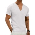 thumbnail image 5 of BRGZLK Men's Short Sleeved Solid Color Slim Summer V Neck Gym Shirt Casual Cotton Workout Tees, 5 of 6