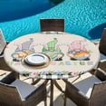 thumbnail image 6 of Easter Round Tablecloth, Fitted Table Cover with Elastic for 45"-54" Round Tables, Vintage Farmhouse Gnomes Bunny Colorful Eggs Flower Table Cloth Outdoor Indoor Dinning Party Waterproof Tablecloths, 6 of 7