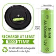 thumbnail image 5 of JINTION Aa Solar Light Rechargeable Batteries NIMH 600mAh 1.2 Volt Double A Battery 12 pack, 5 of 7