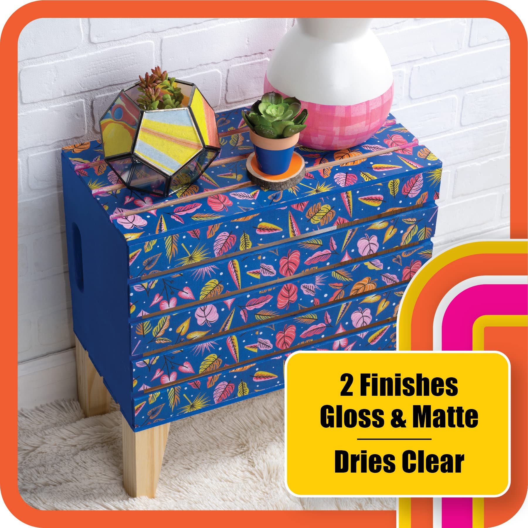 Mod Podge Complete Decoupage Kit, Matte and Gloss Finish, Clear, 16 oz Bottles, 4 Count Foam Brushes
