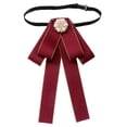 thumbnail image 3 of Corbata de lazo preanudada para mujer, elegante para eventos formales, versátil y sin arrugas. Rojo con borde beige, 3 of 9