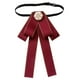 thumbnail image 3 of Corbata de lazo preanudada para mujer, elegante para eventos formales, versátil y sin arrugas. Rojo con borde beige, 3 of 9
